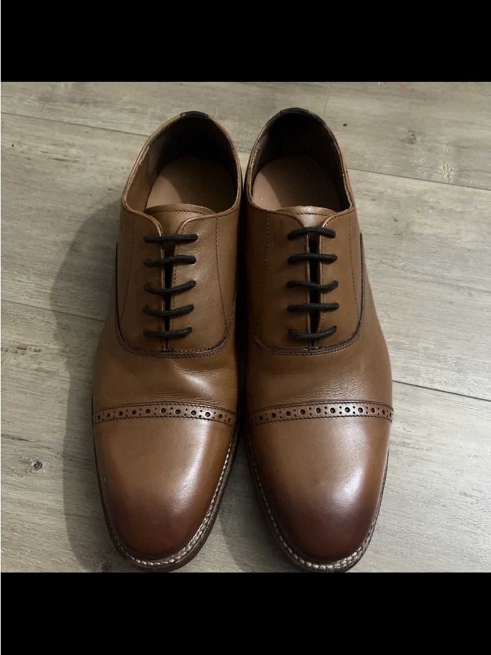 Allen Edmonds Tan Leather Cap-Toe Oxfords Size 9.5 D